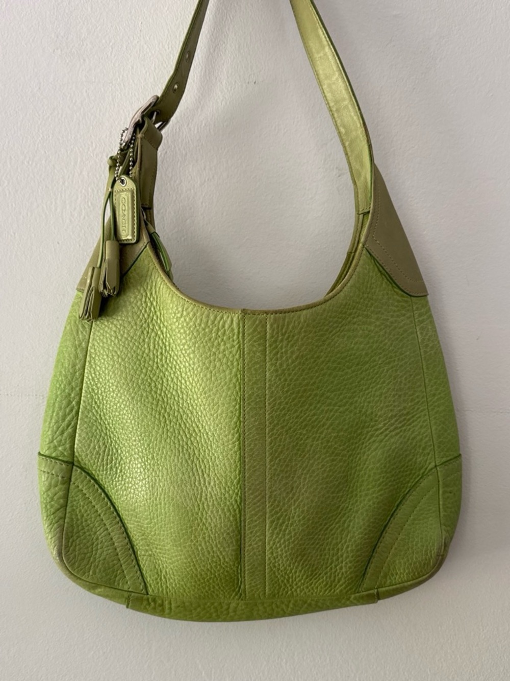 Vintage Y2K 2000s Coach Pebbled Leather Lime / Kiwi Green Ergo Shoulder Bag